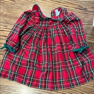 Red Plaid Baby Dress with Green Accents